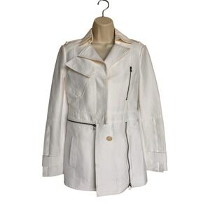 NWT BCBG MAXAZRIA RUNWAY LIAM TRENCH COAT JACKET OFF WHITE SIZE XXS MSRP $448